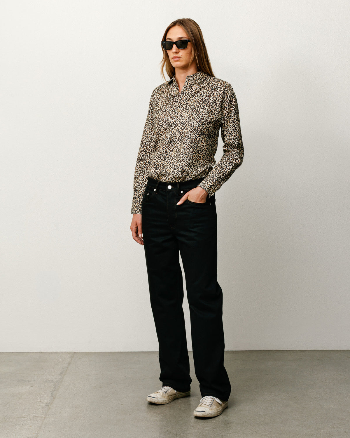 Stüssy Animal Print Flannel Shirt in Leopard, unisex long-sleeve cotton