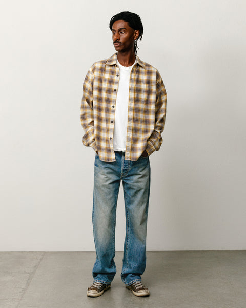 Dax Plaid Shirt Unisex Long Sleeve In Gold