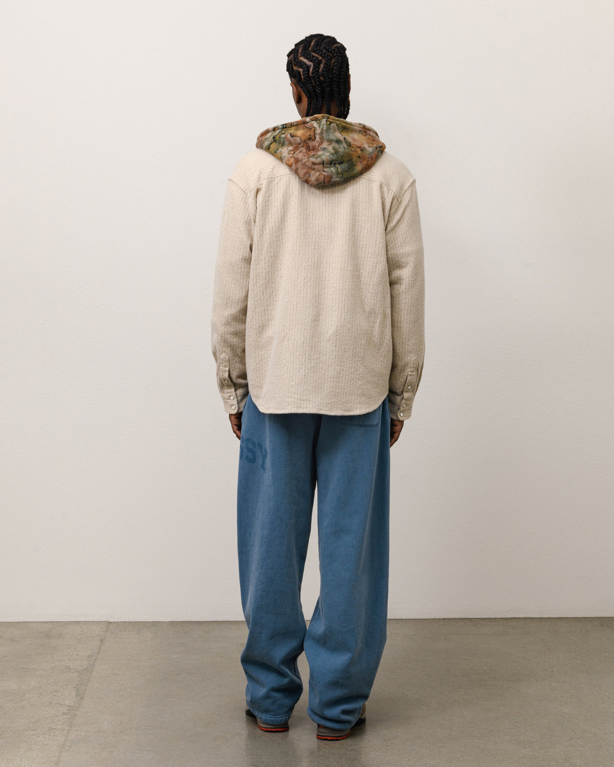 Brushed Wool Western Shirt Unisex Long Sleeve In Natural
