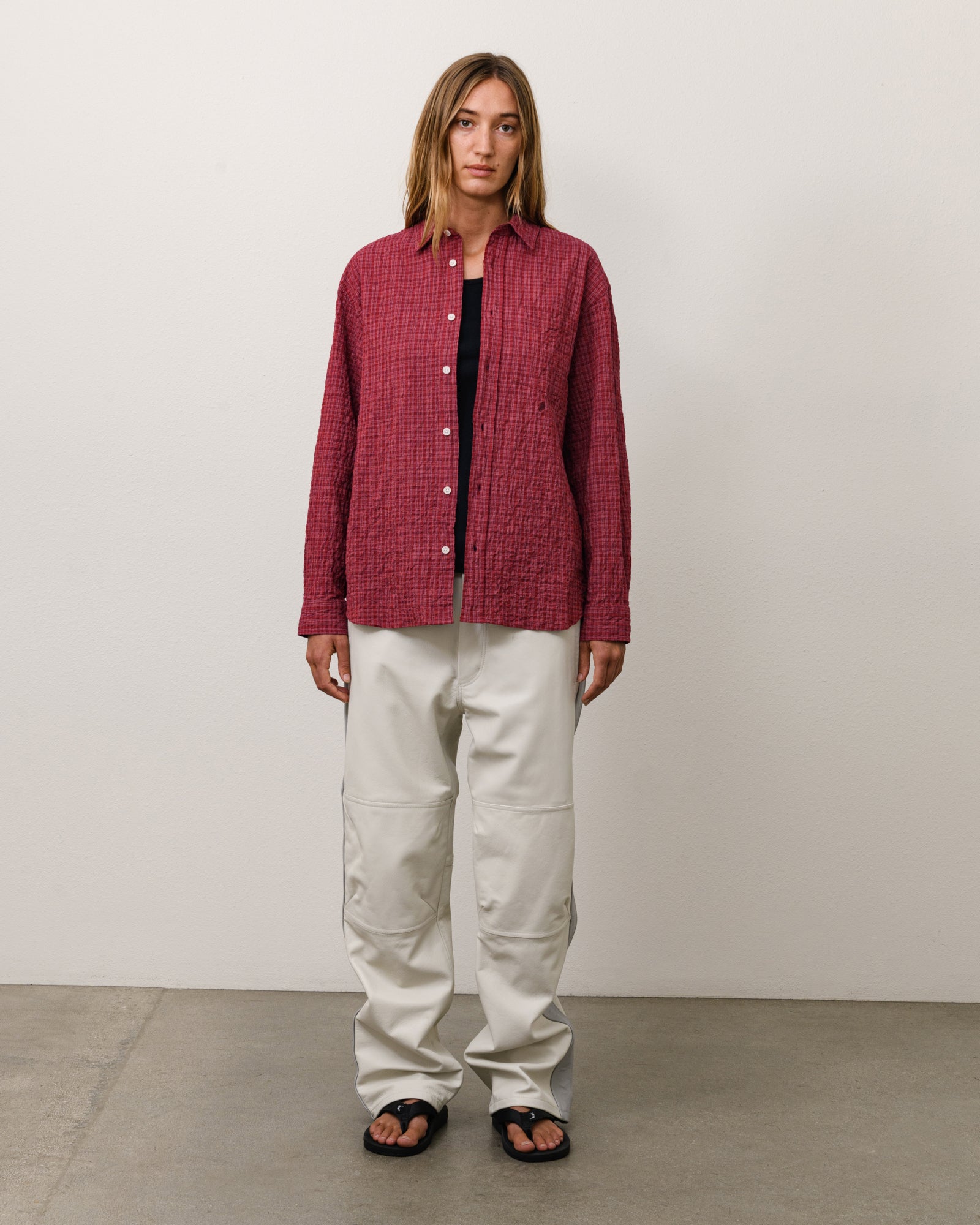 Standard Crinkle Shirt - Burgundy Check | Tops & Shirts | Stüssy