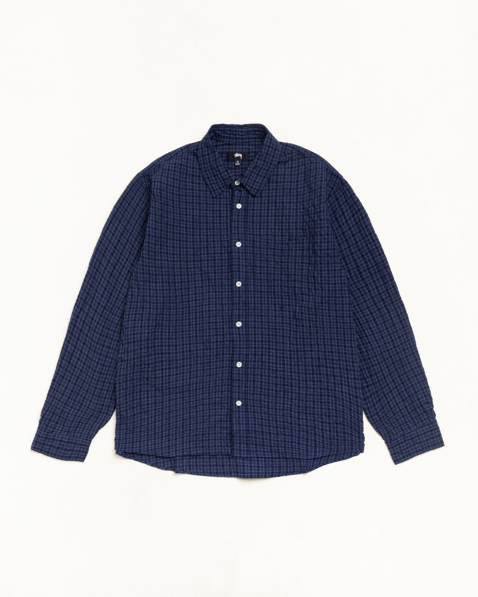 Standard Crinkle Shirt - Navy Check | Tops & Shirts | Stüssy