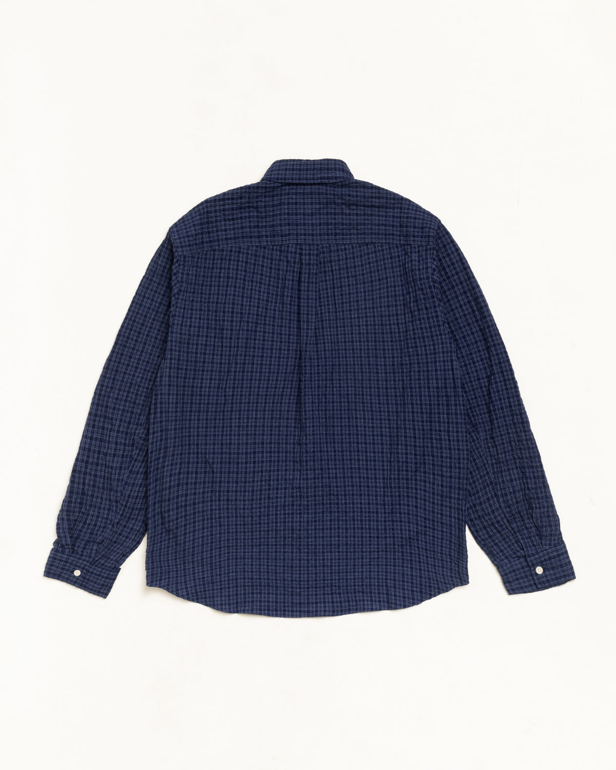 Standard Ls Shirt Crinkle Unisex Long Sleeve In Navy Check
