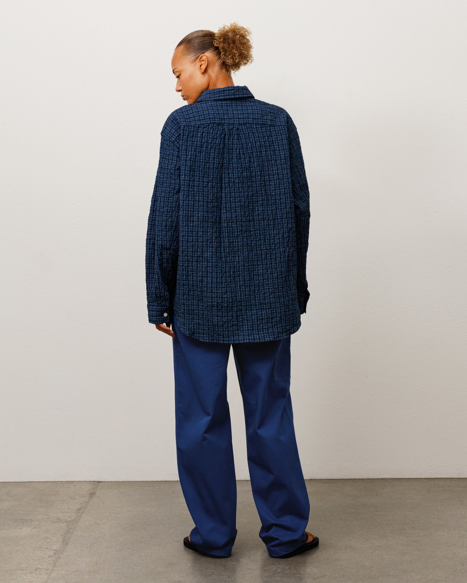Standard Crinkle Shirt - Navy Check | Tops & Shirts | Stüssy