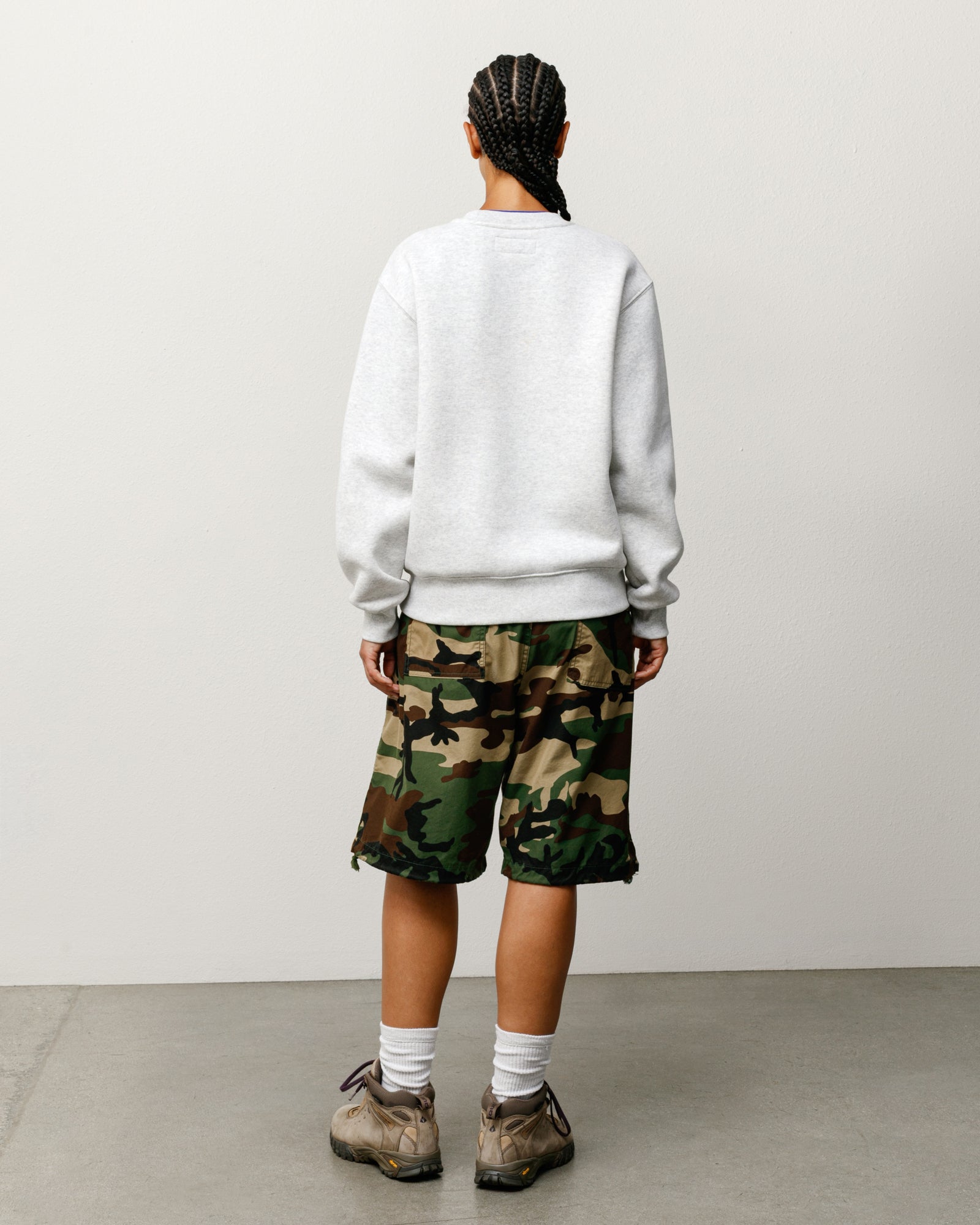 Surplus Short in Woodland Camo, back view on model