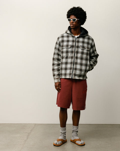 Stripe Jersey Short Mens Regular In Burgundy