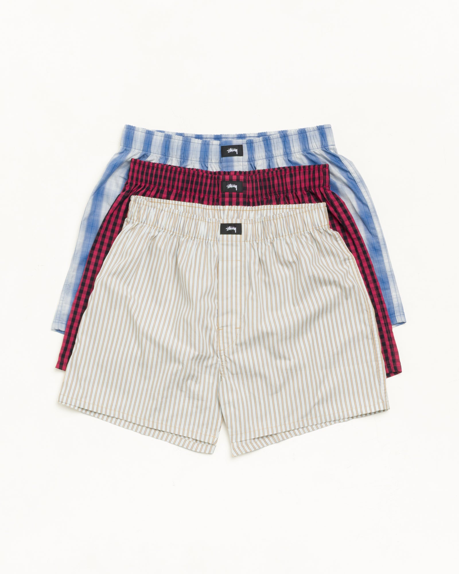 Stussy Boxer Short- 3 Pack Mens In Multi | hero:main:collection:new-arrivals,shirts,tops-shirts,all,tees,outerwear,denim,knits,accessories,sunglasses,hoodies,sweats,mens-hoodies-sweatshirts,shorts,pants,bottoms,crew-sweats,zip-ups,swim,sweatpants,graphics,lazy-tees,swim,basic-9twenty,button-ups,shorts,cargos,denim-jeans,bottoms,bags,belts,wearables,gear,footwear,button-ups,basic-tops,jerseys,big-ol,classics,slim,jackets,all, | product-card-slider