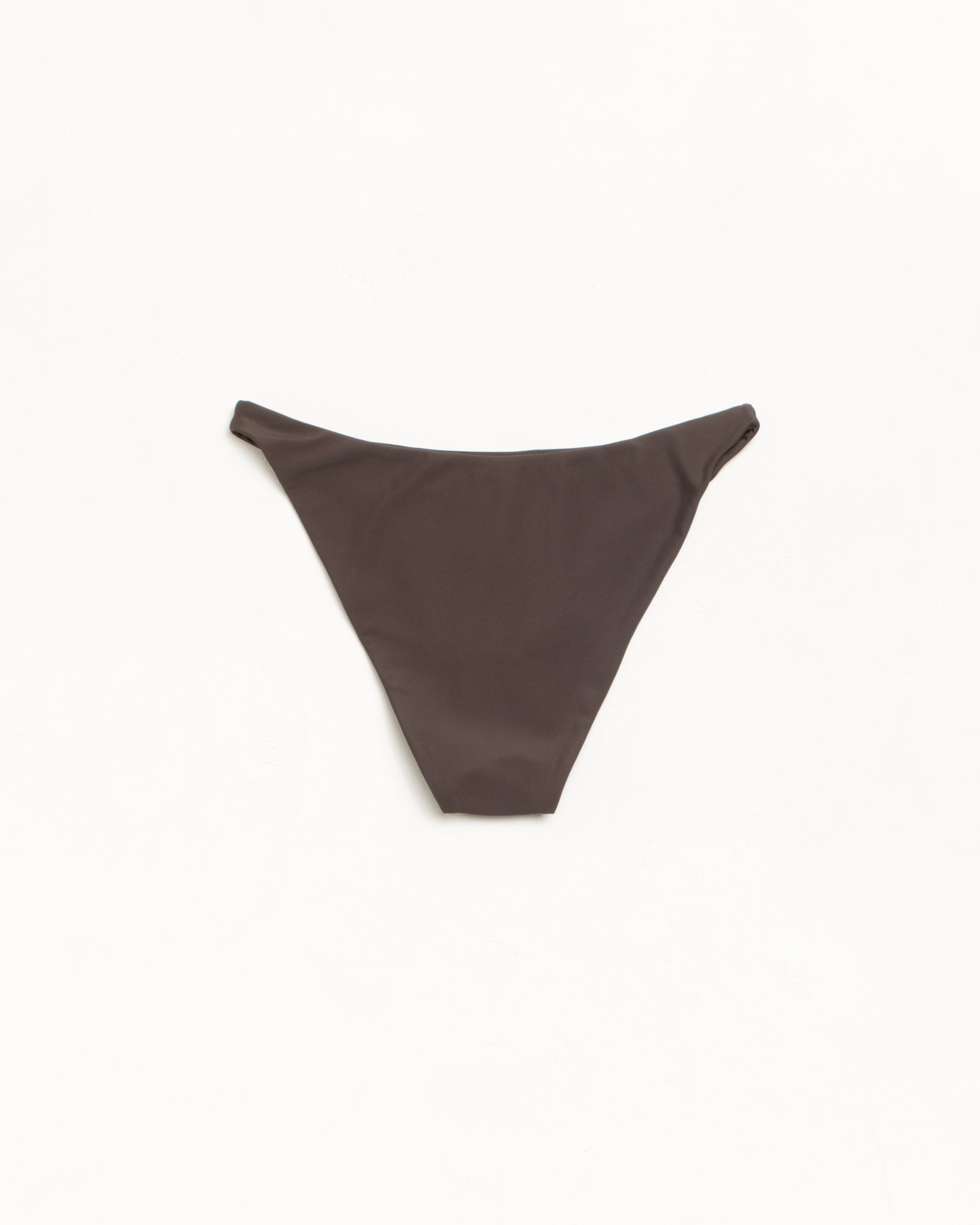 Bikini Bottom Swim in the color Brown with a rubberized Stüssy swirly S print on stretch swim fabric.