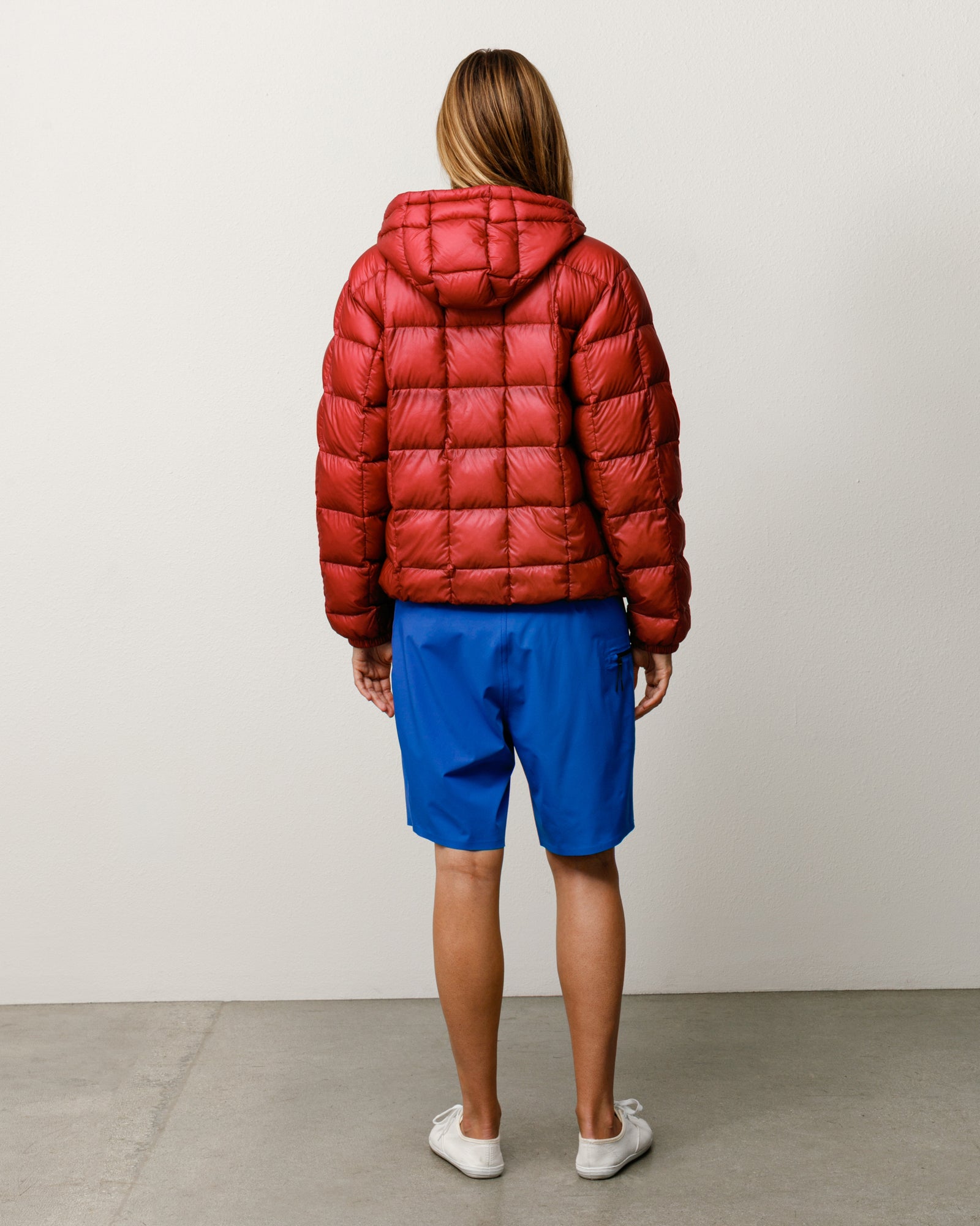 Stüssy Peak Board Short in Blue, stretch nylon back view with side zip pocket