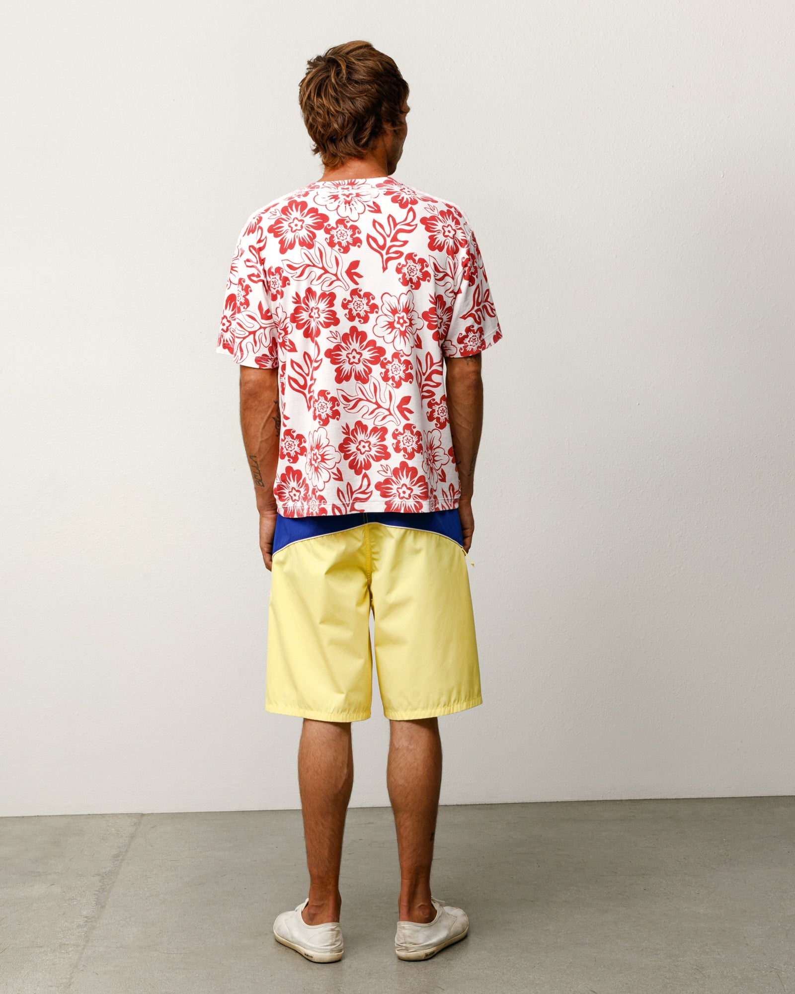 COVE BOARD SHORT boardshorts in Yellow polyester with contrast panels and lace-up drawcord