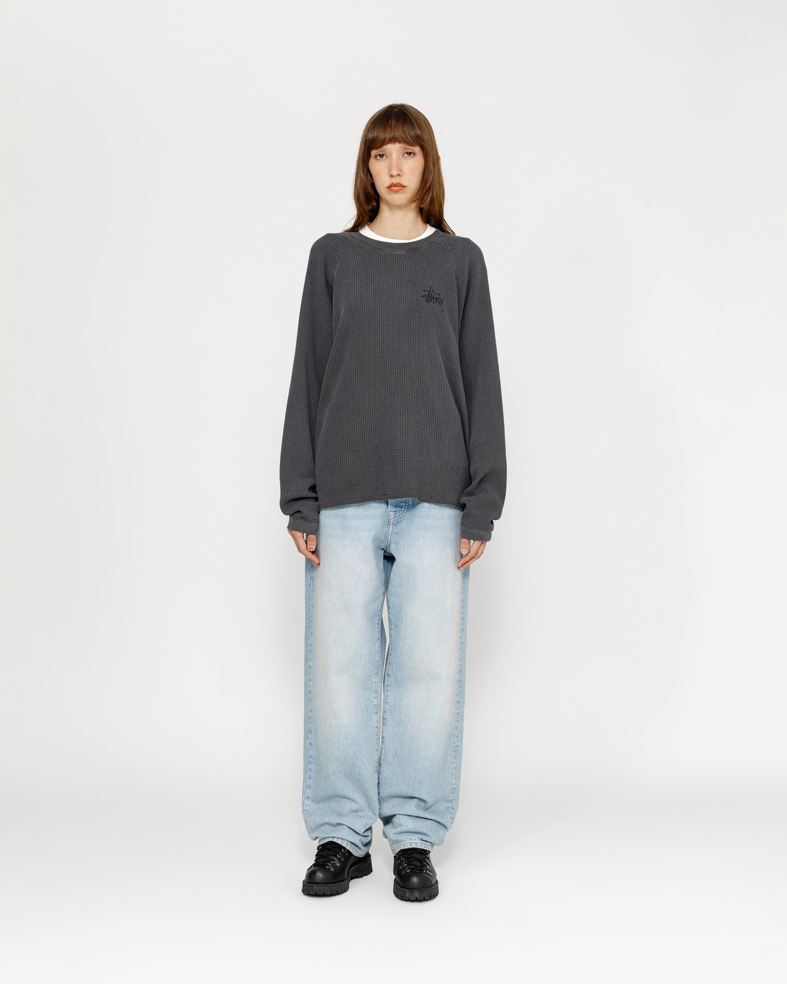 Raglan Thermal Ls Crew in washed black – Stüssy