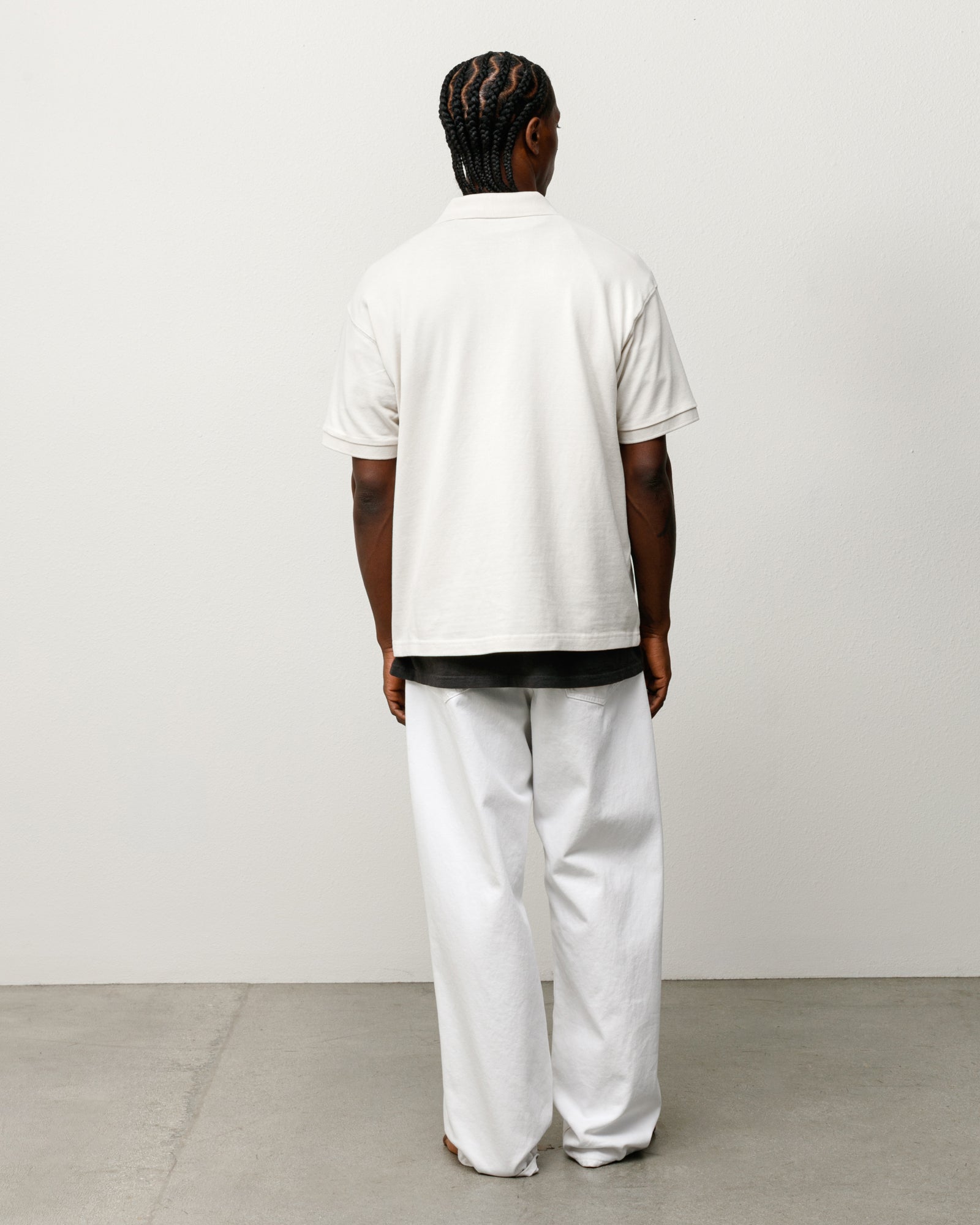 Classic Pique Polo short sleeve in Off White, back view