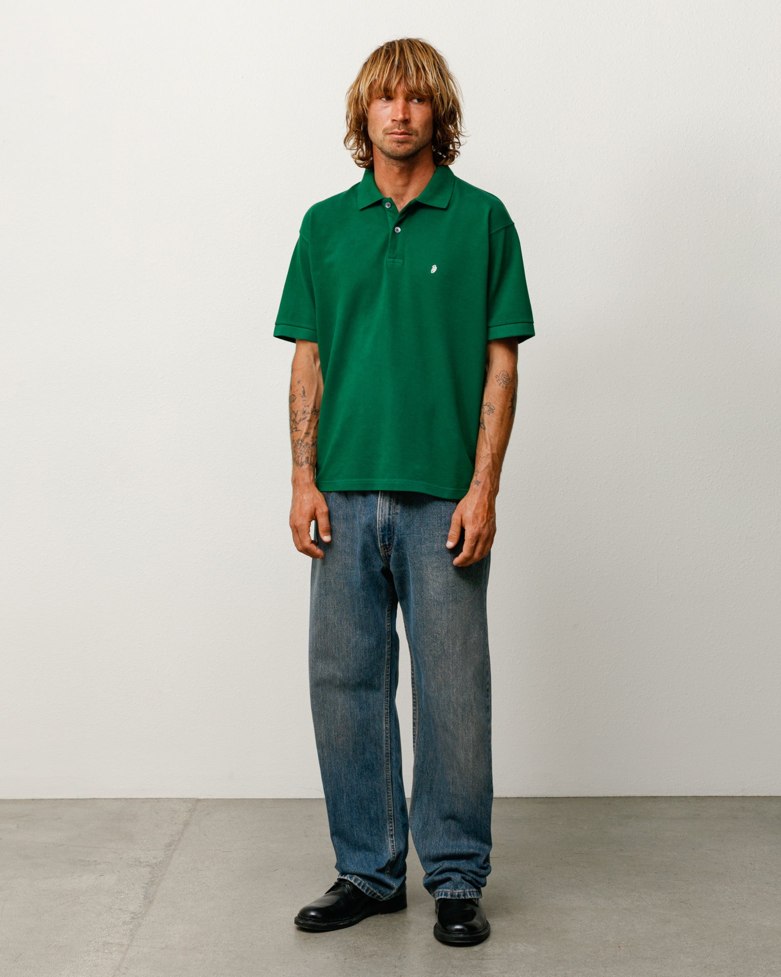 Classic Pique Polo polo in Pine green, cotton pique knit with rib collar and short sleeves, unisex fit.