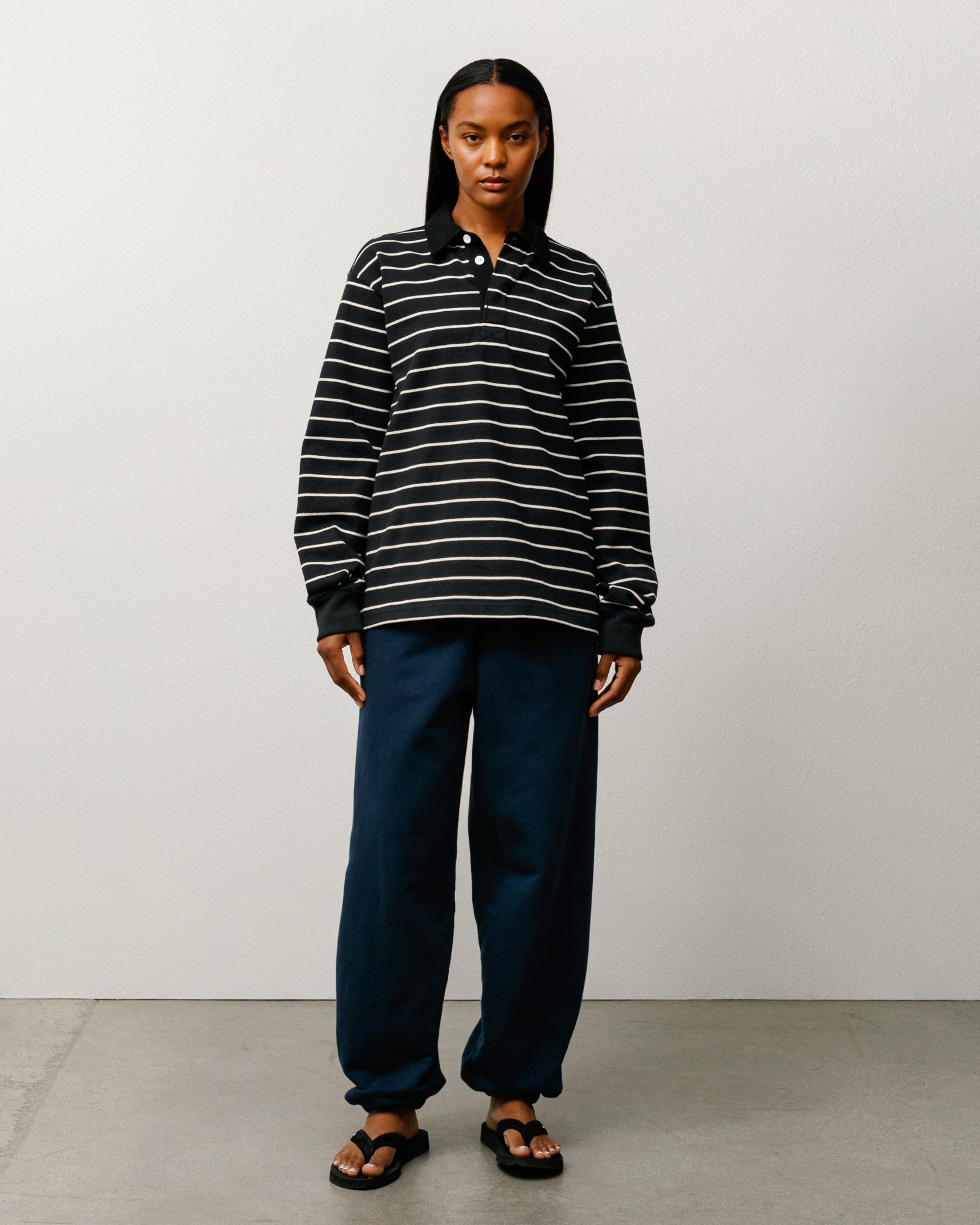 Striped Rugby Shirt – Black | Tops & Knits | Stüssy