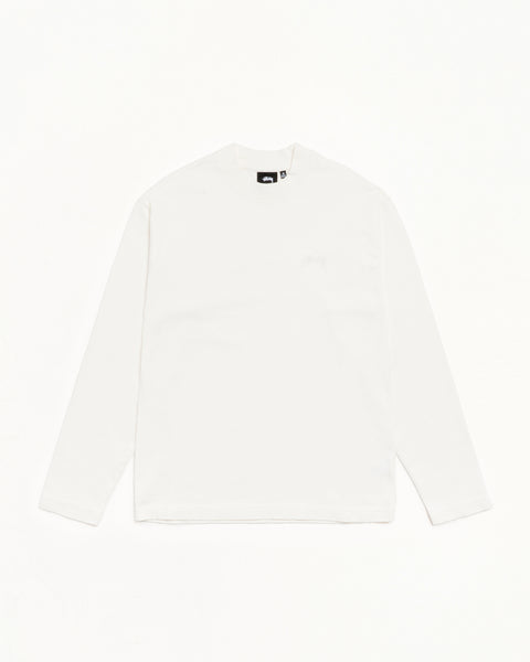 Dyed Mock Neck Ls Tee Mens Long Sleeve In White