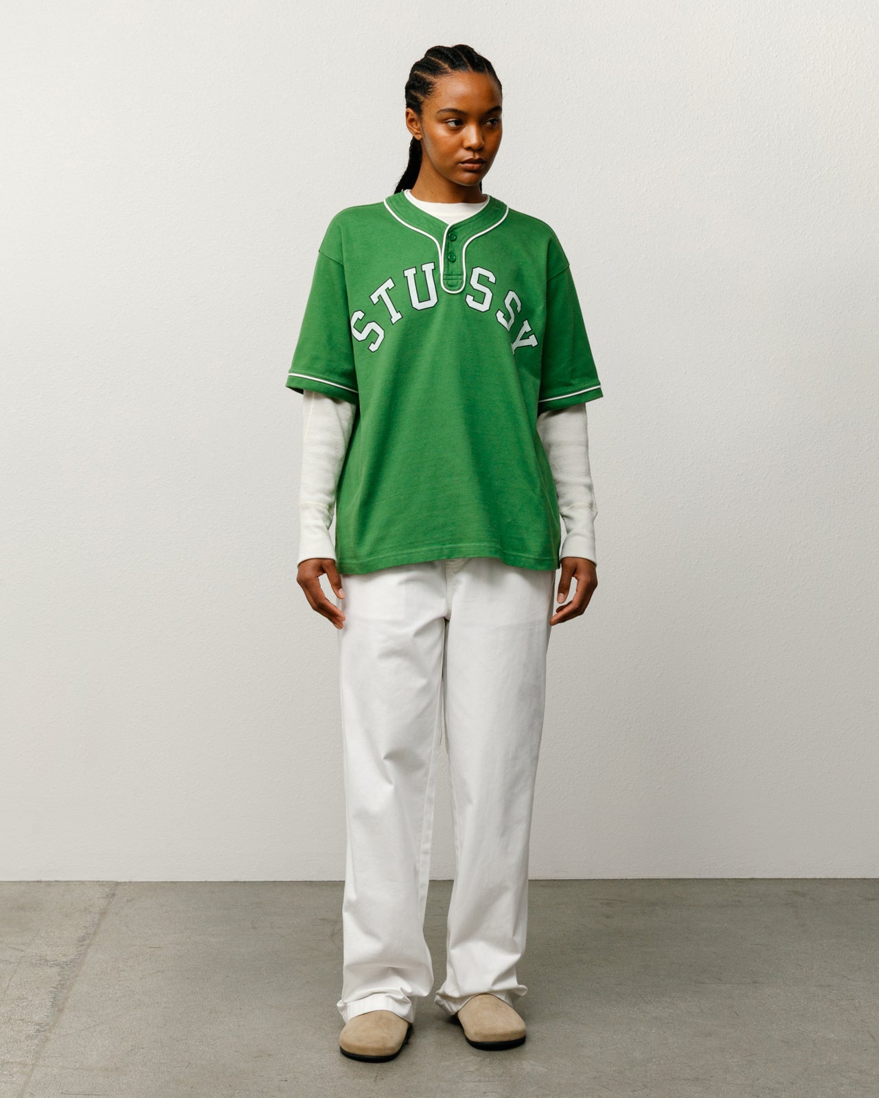 Arch Baseball Jersey – Green | Tops & Shirts | Stüssy