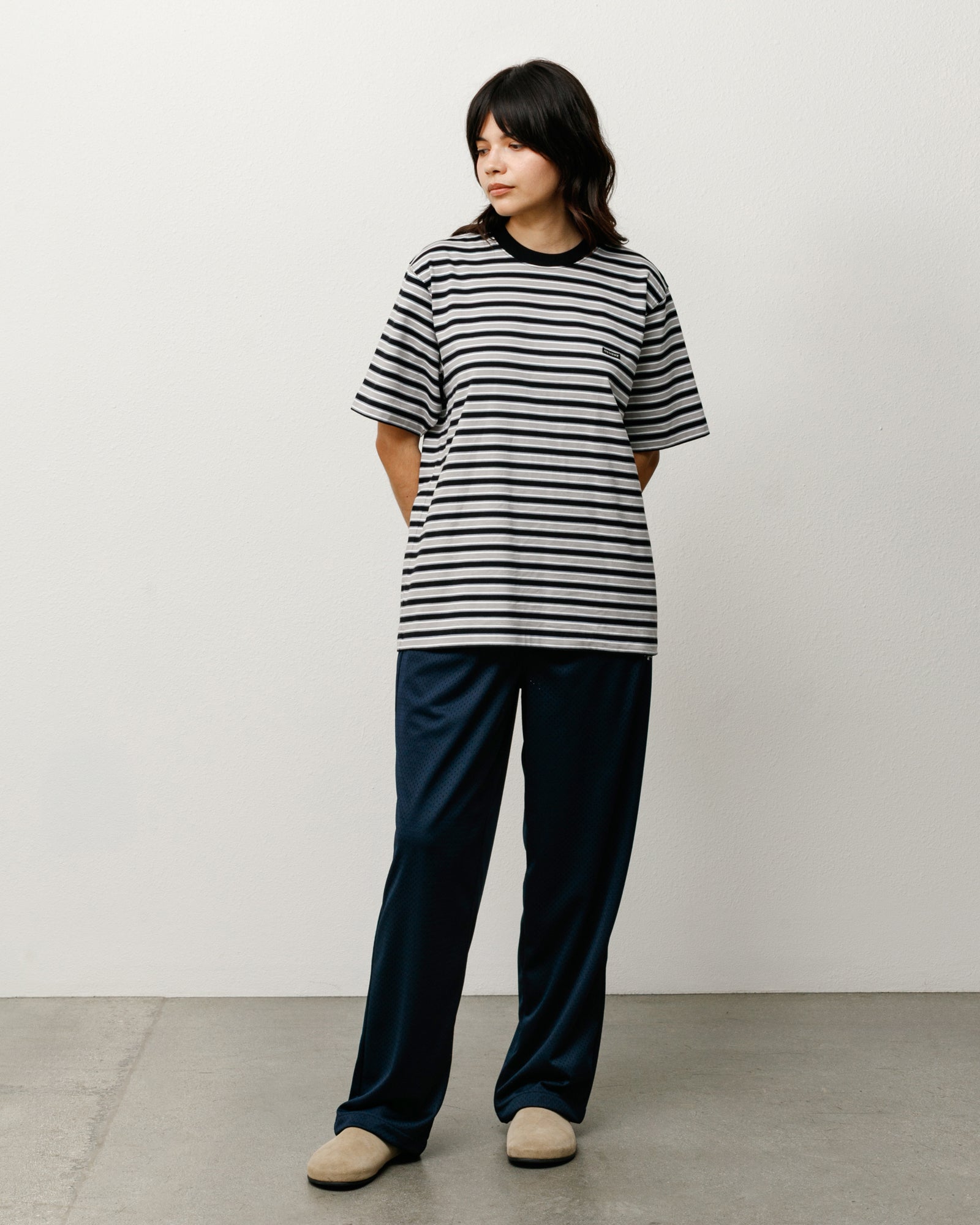 Beach Stripe Short Sleeve Tee in Black