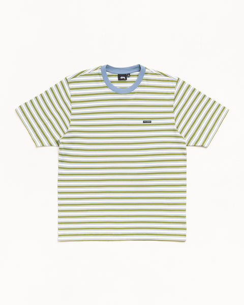 Beach Stripe Short Sleeve Tee in Moss