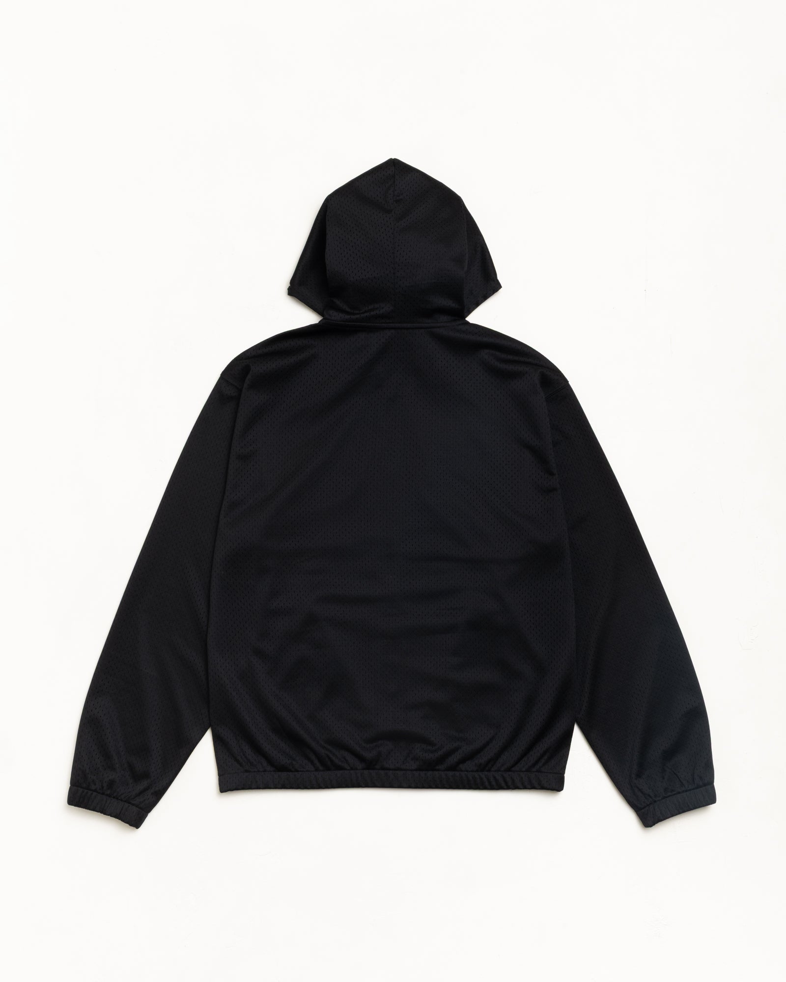 Athletic Mesh Zip Hood Unisex Long Sleeve In Black
