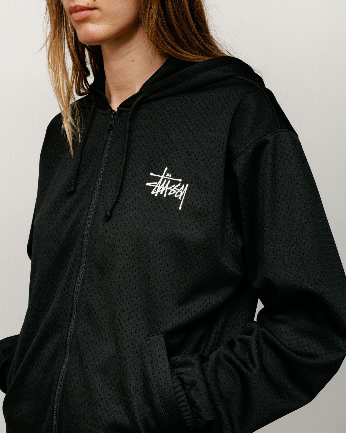 Athletic Mesh Zip Hoodie – Black | Tops & Knits | Stüssy