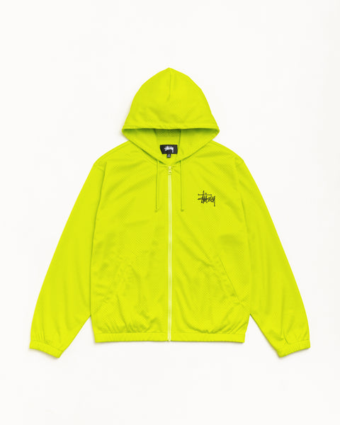 Athletic Mesh Zip Hood Unisex Long Sleeve In Safety Green