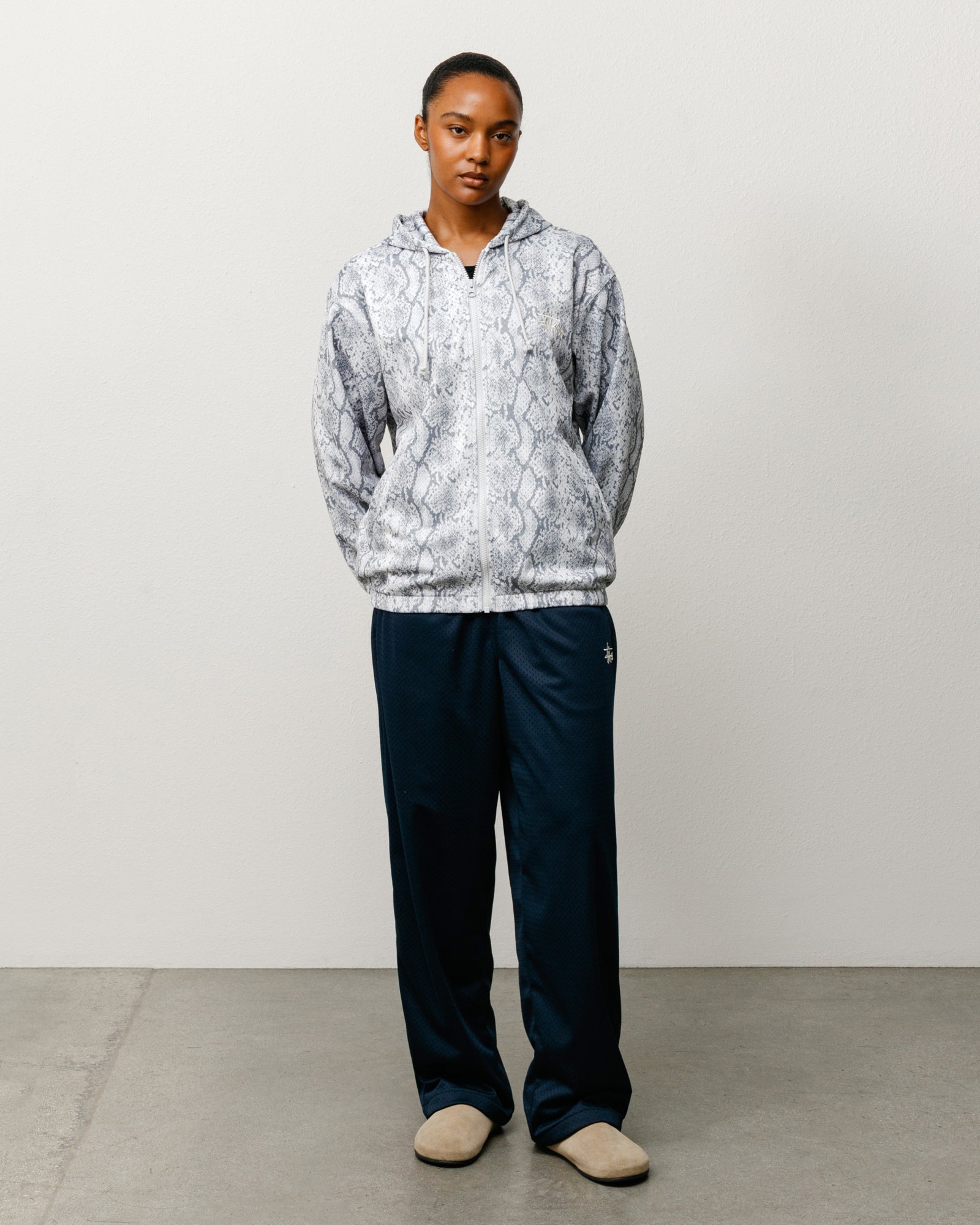 Athletic Mesh Zip Hood Unisex Long Sleeve In Snake