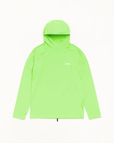 Ls Hooded Rash Guard Unisex Long Sleeve In Lime