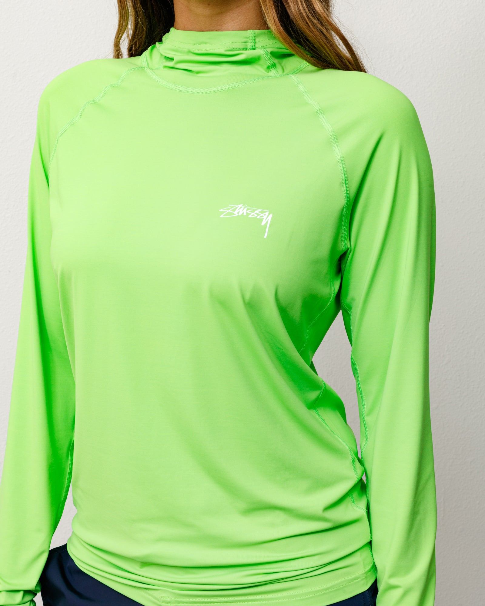 Ls Hooded Rash Guard Unisex Long Sleeve In Lime