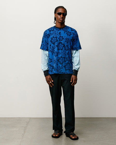 Lazy Floral Tee short-sleeve unisex with allover floral print in Sport Blue