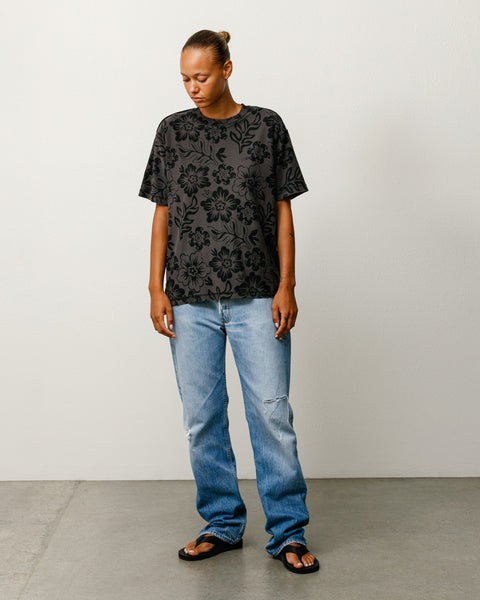 Lazy Floral Tee unisex short-sleeve T-shirt in Vintage Black