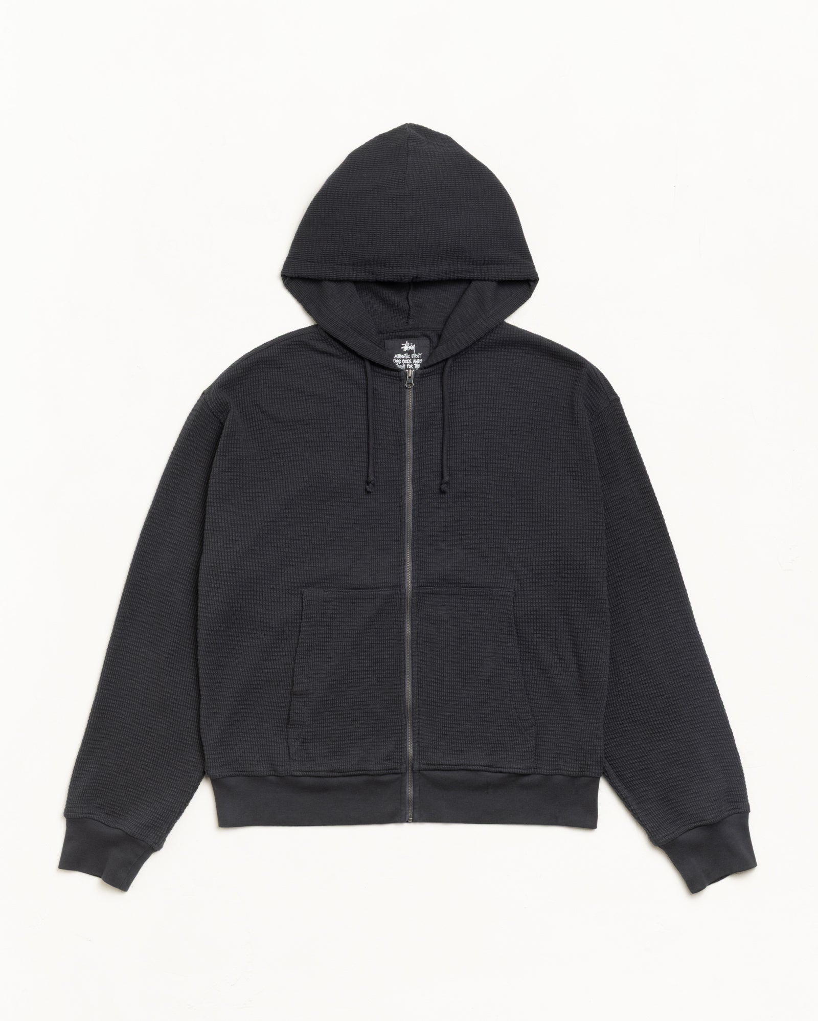 Lightweight Thermal Zip Hoodie in Faded Black