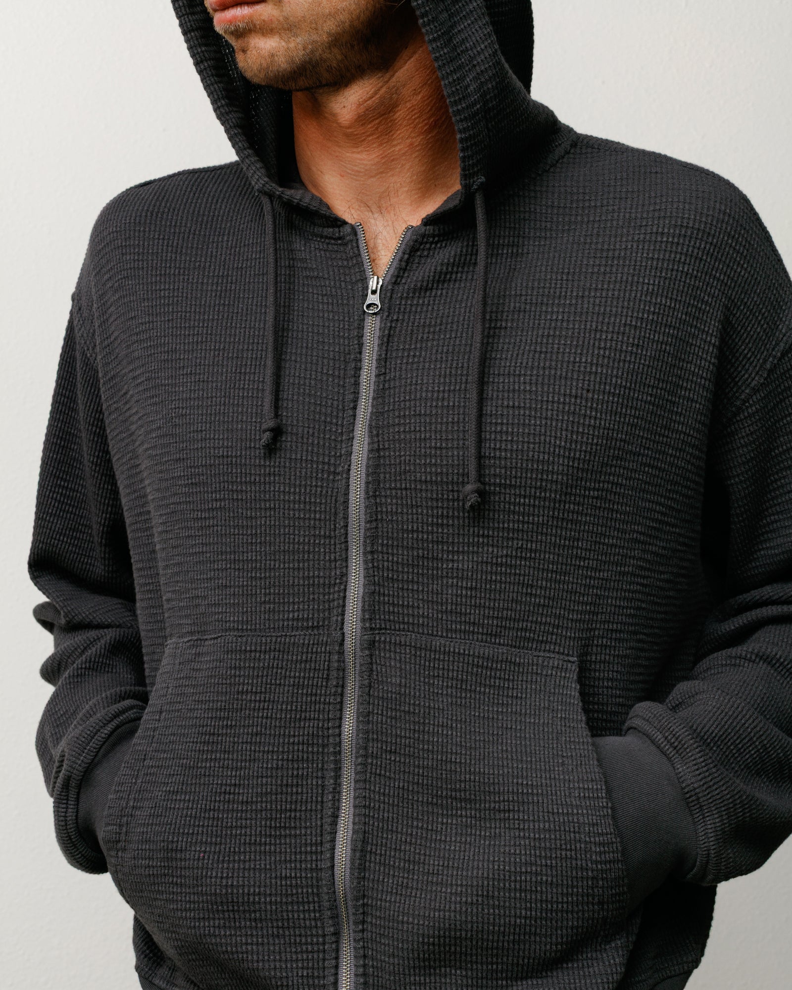 Lightweight Thermal Hoodie in the color Faded Black
