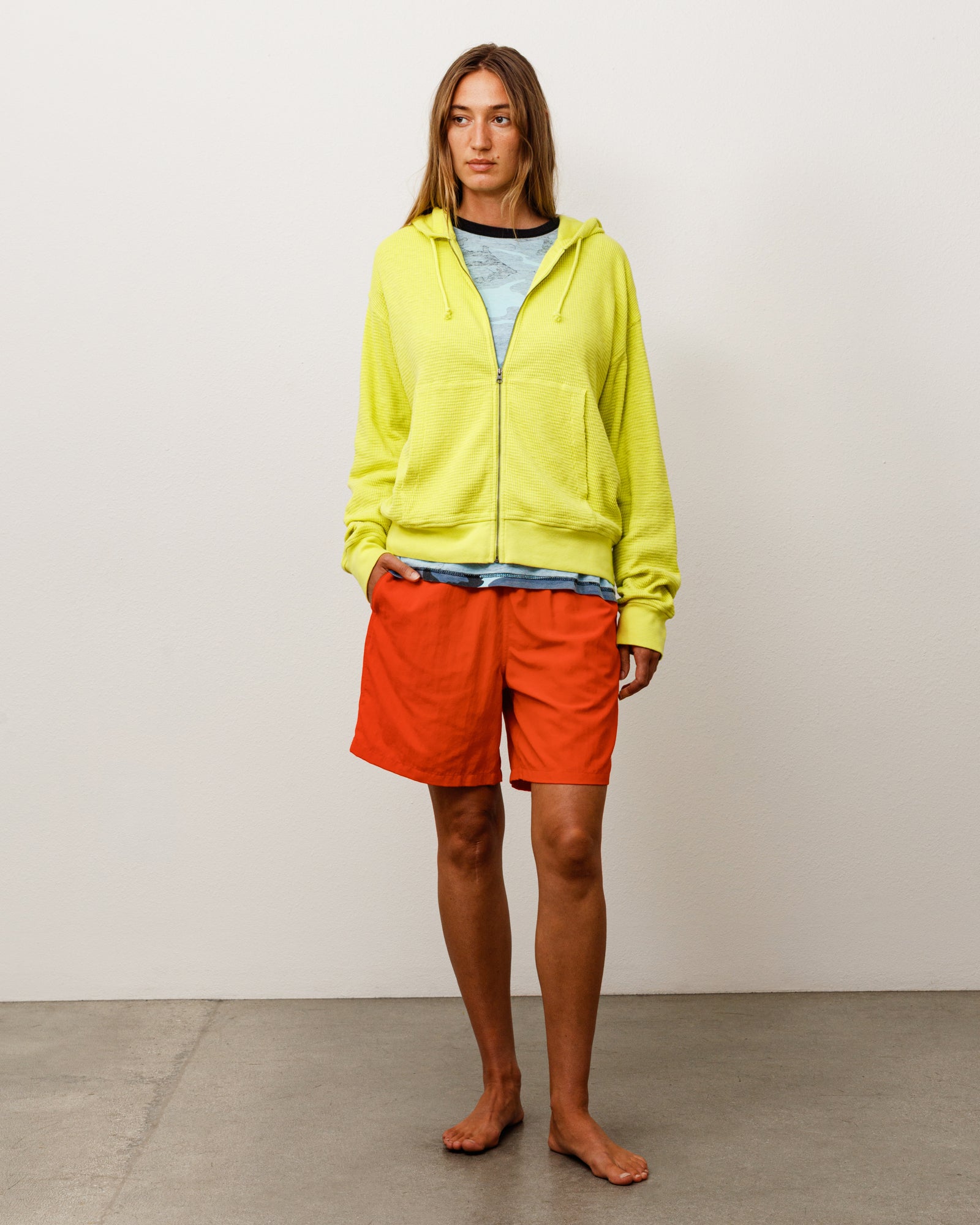 Light Weight Thermal Hood Unisex Long Sleeve In Lime