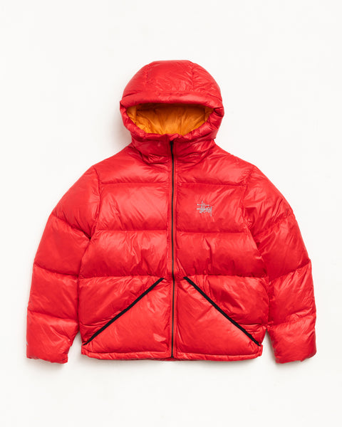 Micro Ripstop Down Parka Unisex Long Sleeve In Red