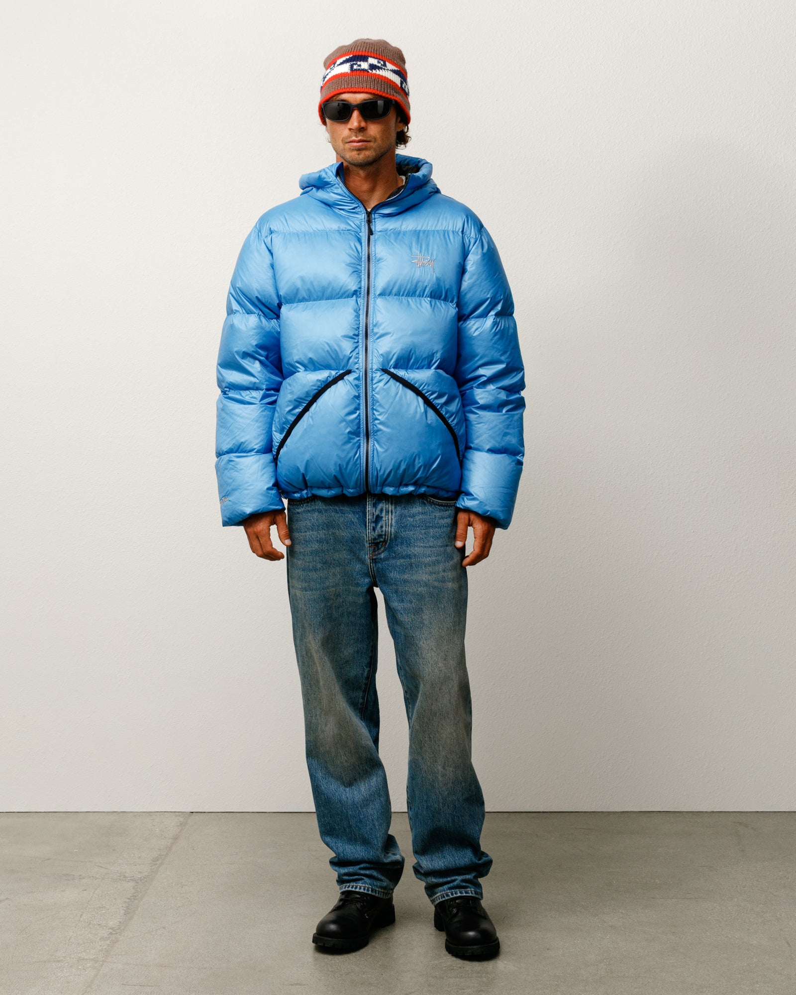 Micro Ripstop Down Parka Mens Long Sleeve In Sky Blue