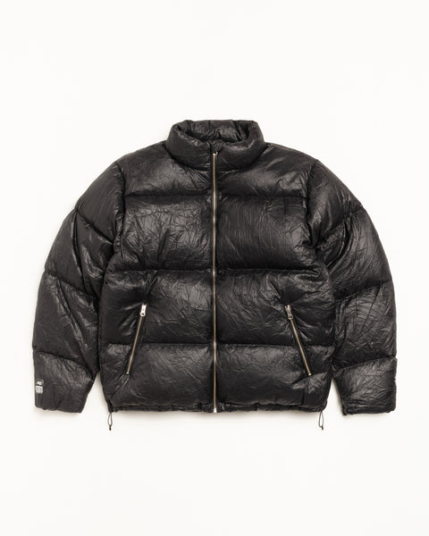 Wrinkled Nylon Down Puffer Mens Long Sleeve In Black