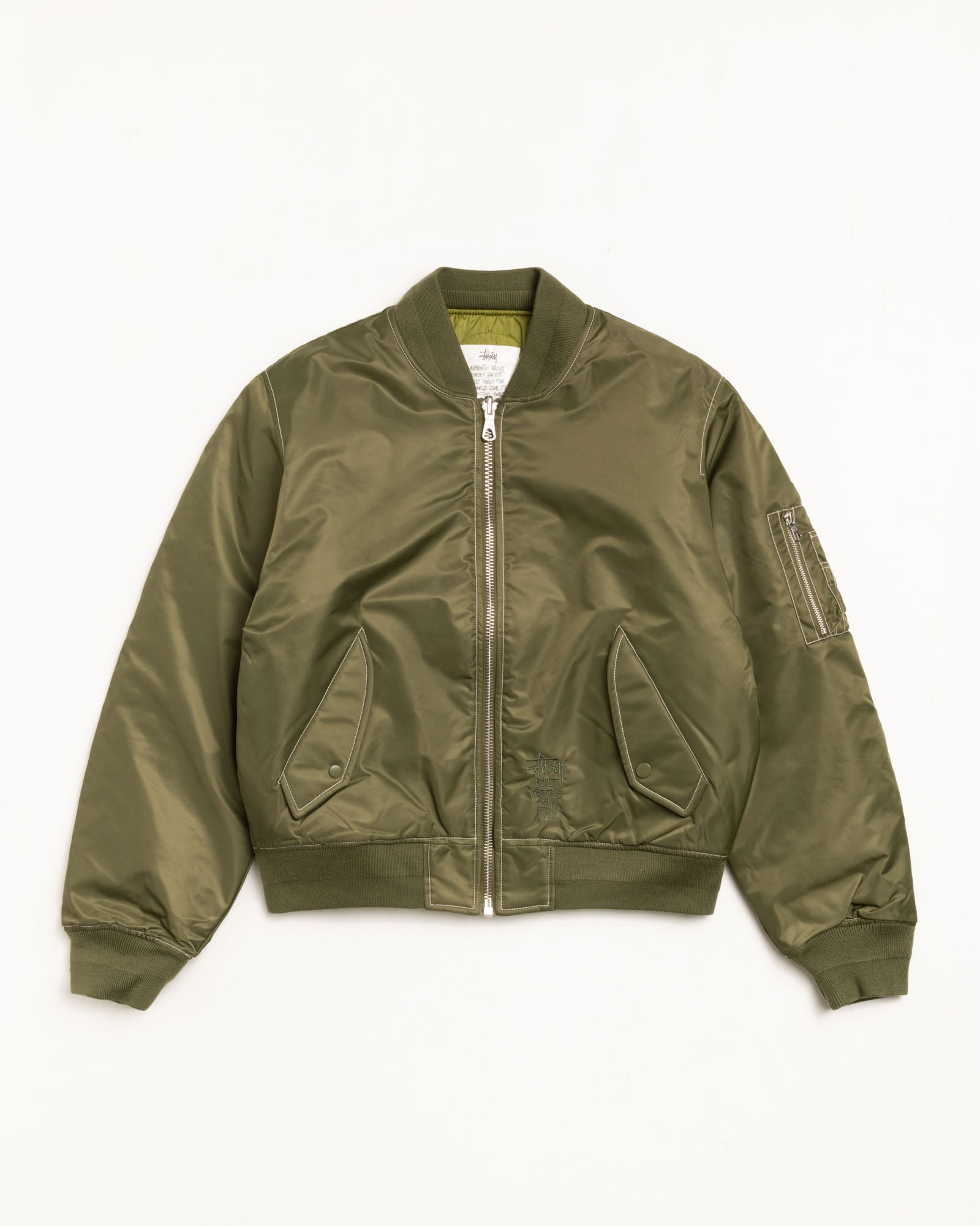 Built Bomber Jacket Mens Long Sleeve In Olive