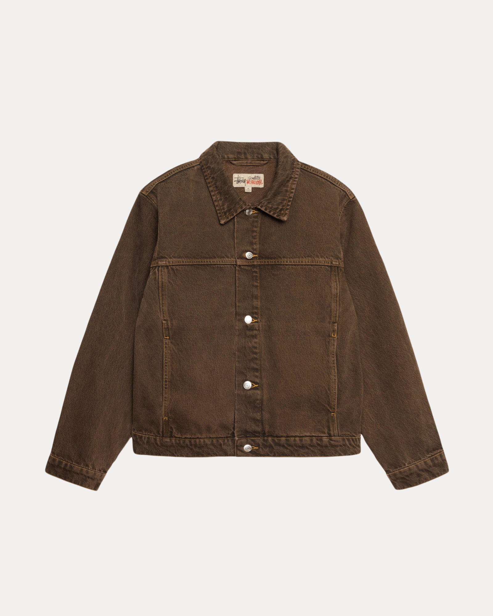 Trucker Jacket Denim in mushroom – Stüssy Trucker Jacket Denim in mushroom – Stüssy