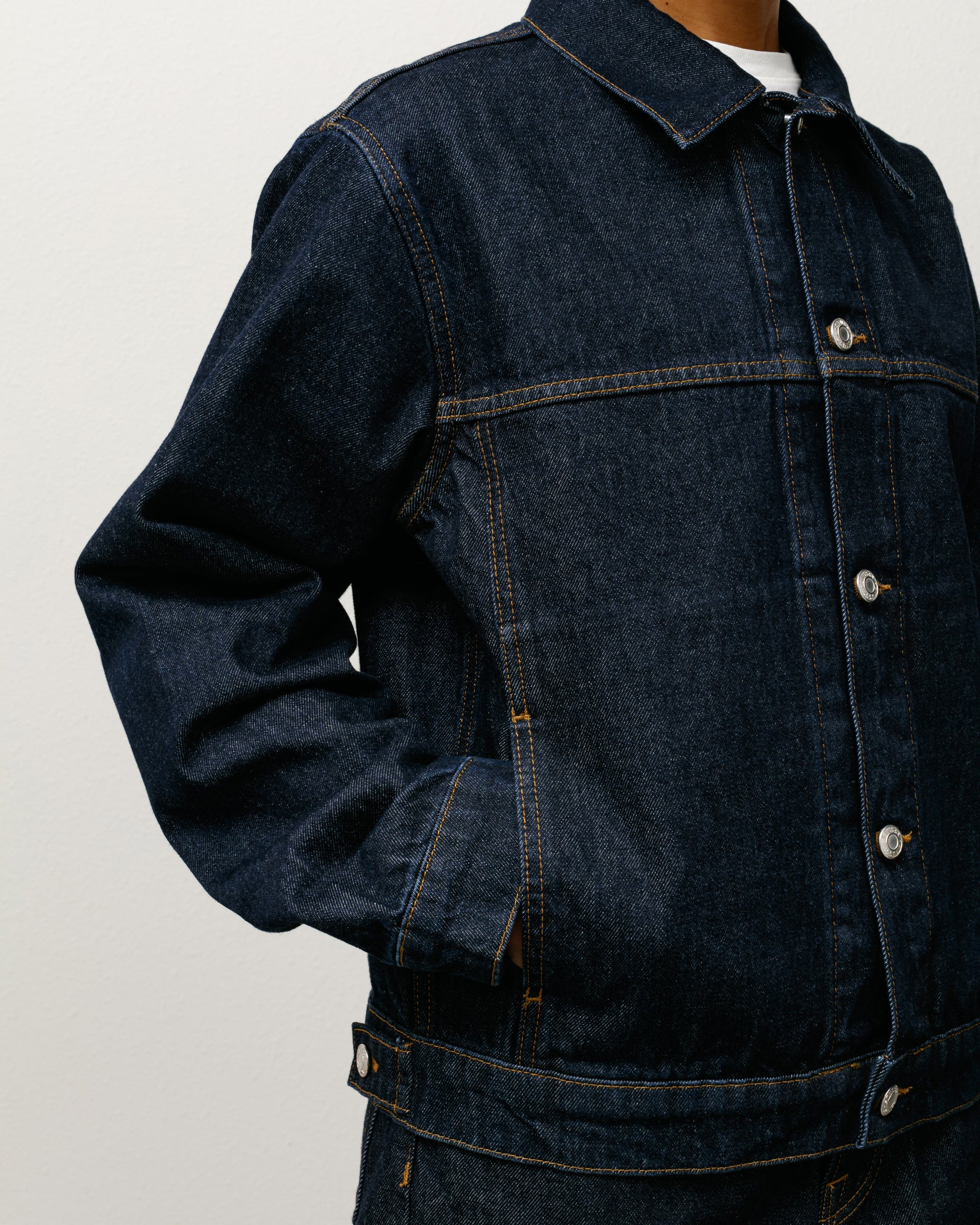 Trucker Denim Mens Long Sleeve In Rinsed Indigo