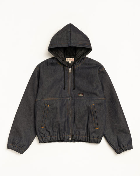 Work Jacket Denim Mens Long Sleeve In Raw Indigo