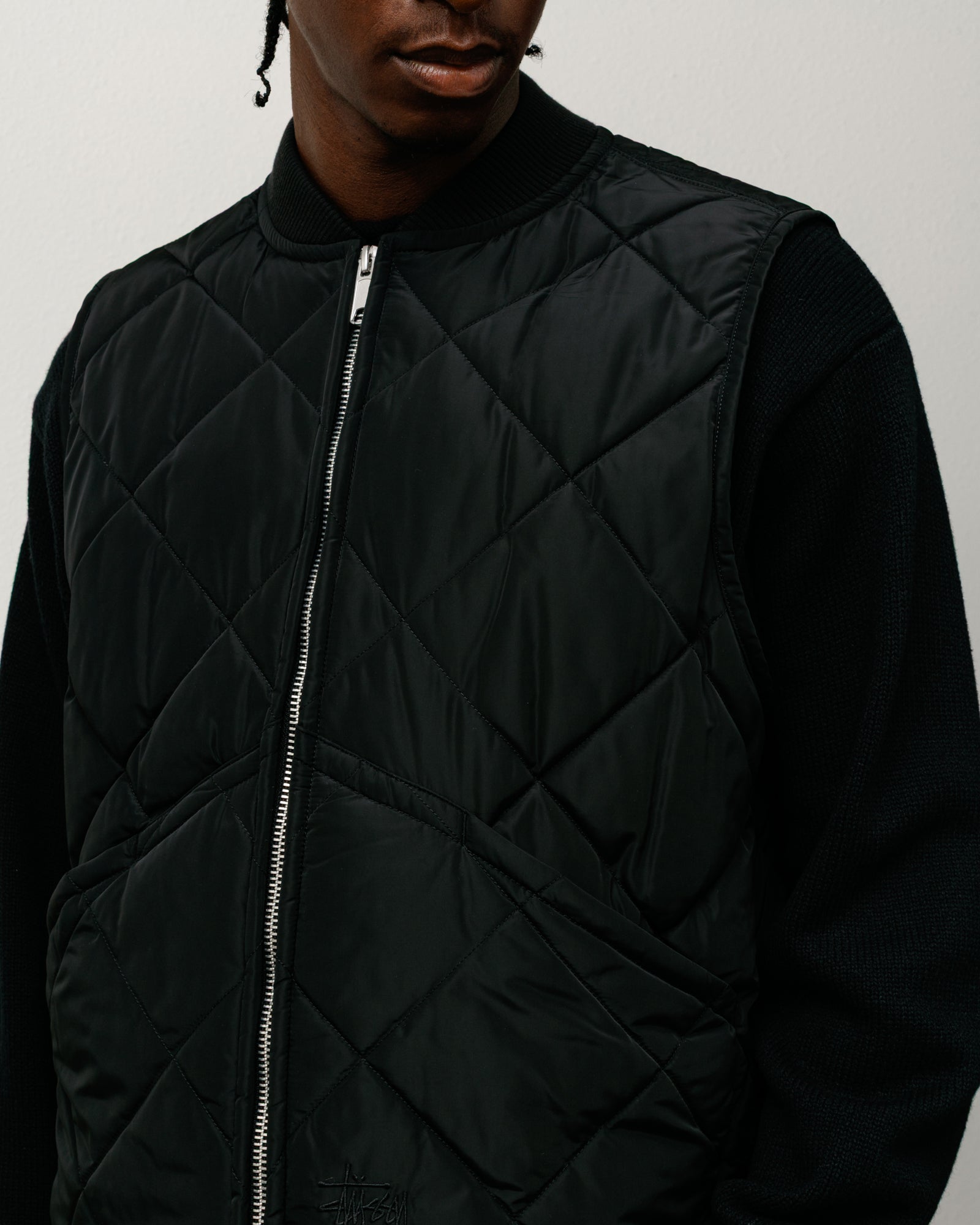 Thermal Lined Quilted Vest – Black | Outerwear | Stüssy