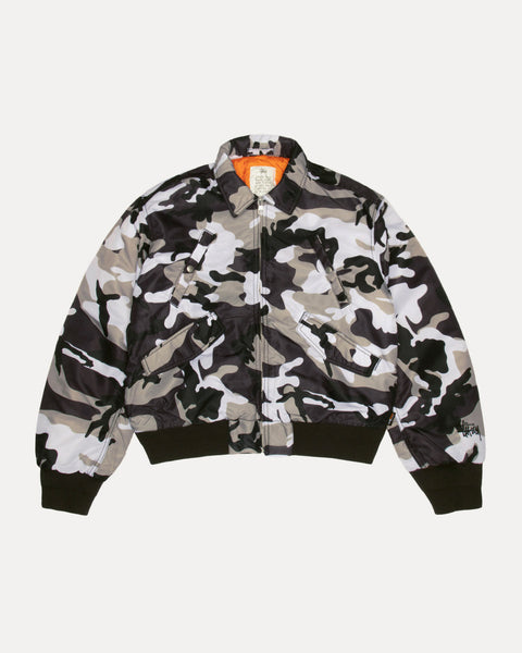 Flight Bomber Mens Long Sleeve In Snow Camo