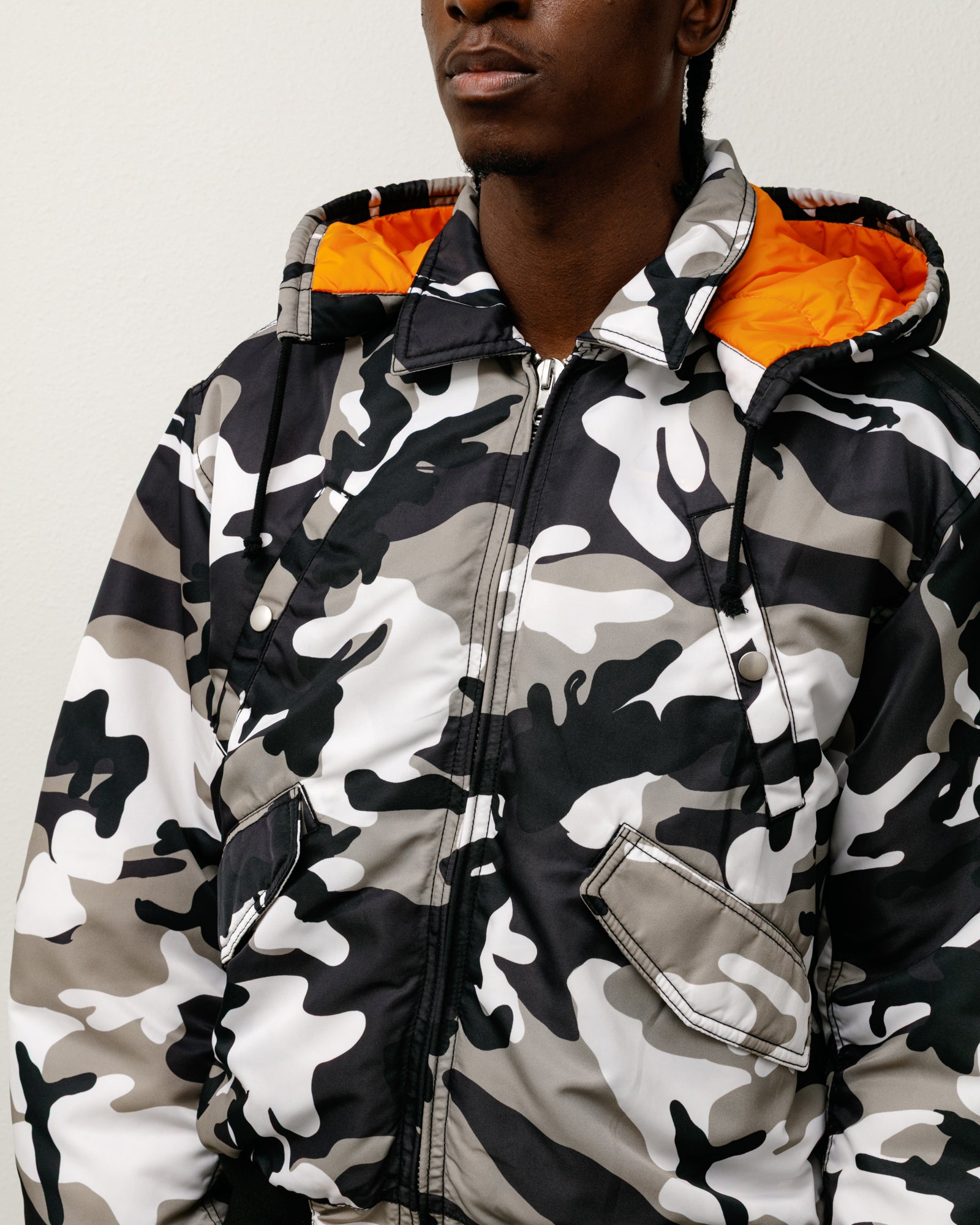 Flight Bomber Mens Long Sleeve In Snow Camo