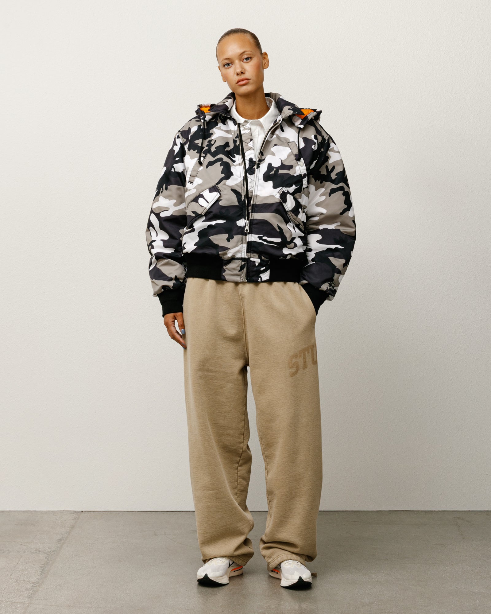 Flight Bomber Mens Long Sleeve In Snow Camo