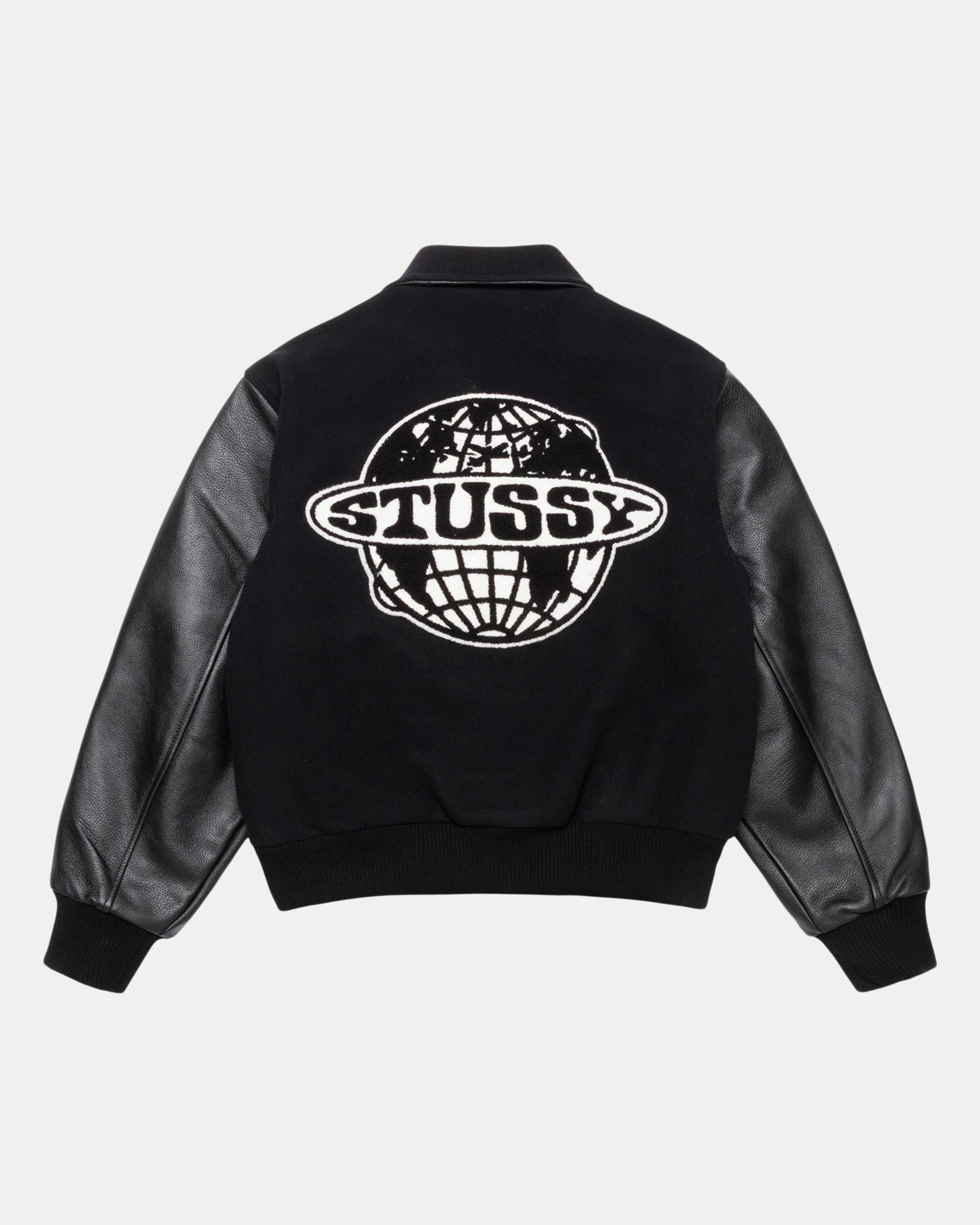 Globe Varsity Jacket – Black | Outerwear | Stüssy Globe Varsity Jacket – Black | Outerwear | Stüssy