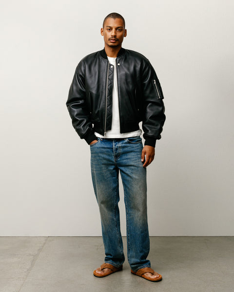 Leather Built Bomber – Black | Outerwear | Stüssy
