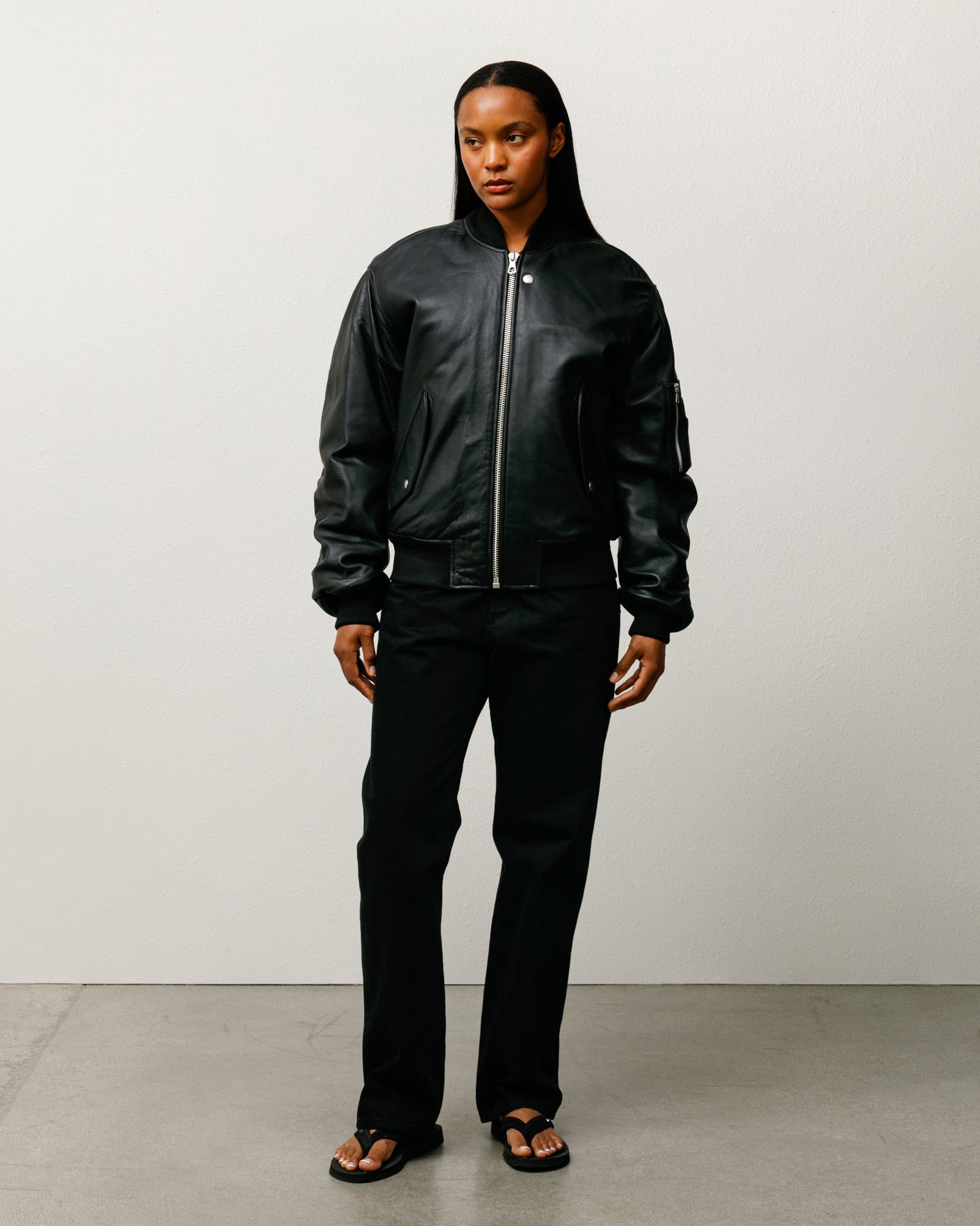 Leather Built Bomber – Black | Outerwear | Stüssy