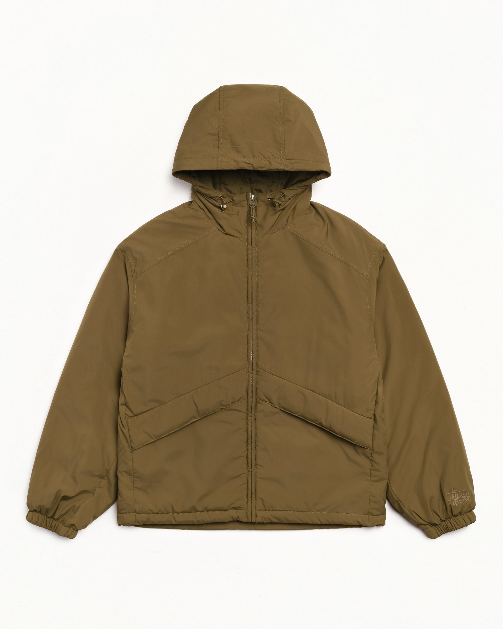 Insulated Hooded Jacket Mens Long Sleeve In Olive