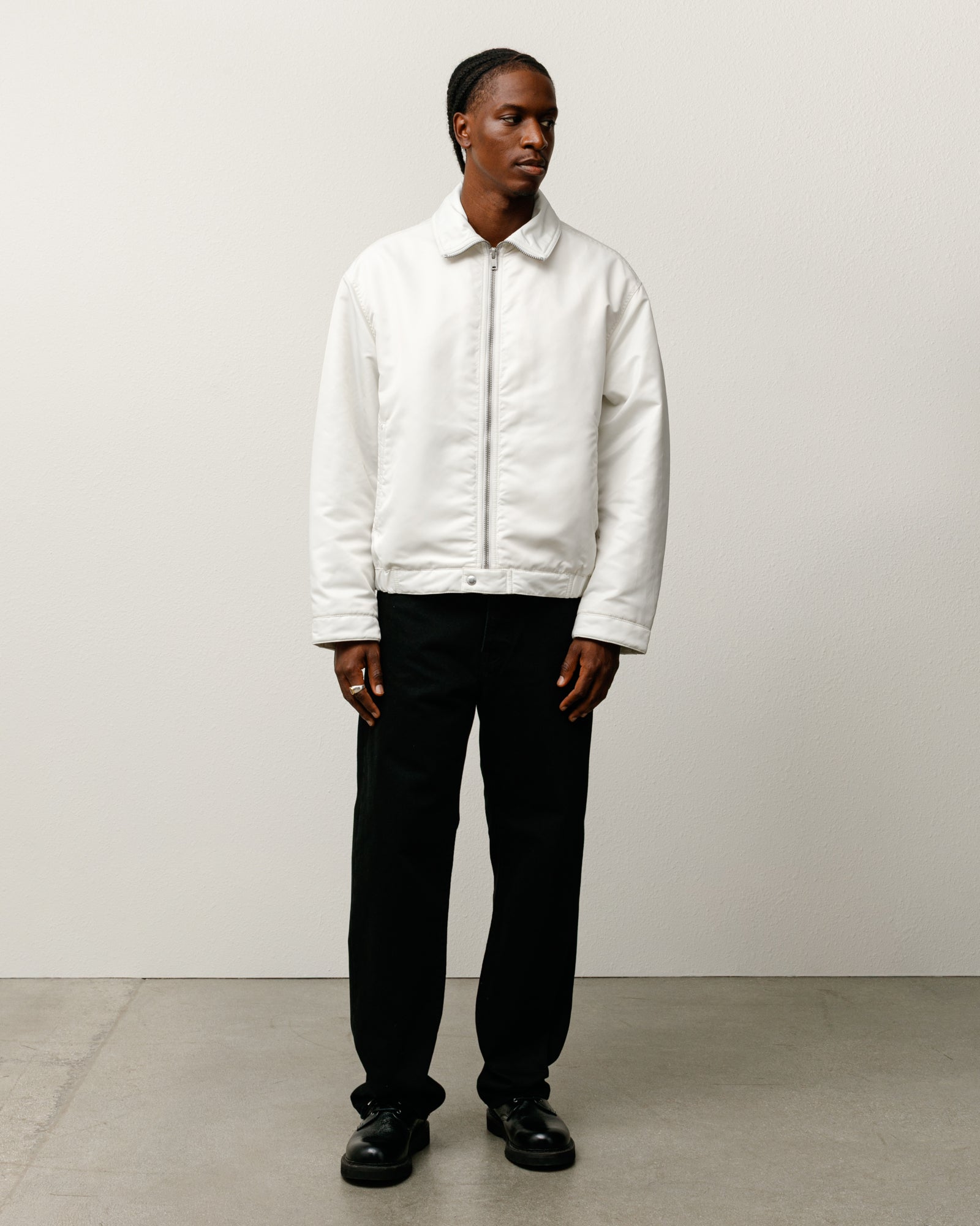 Pile Lined Zip Jacket Mens Long Sleeve In Bone