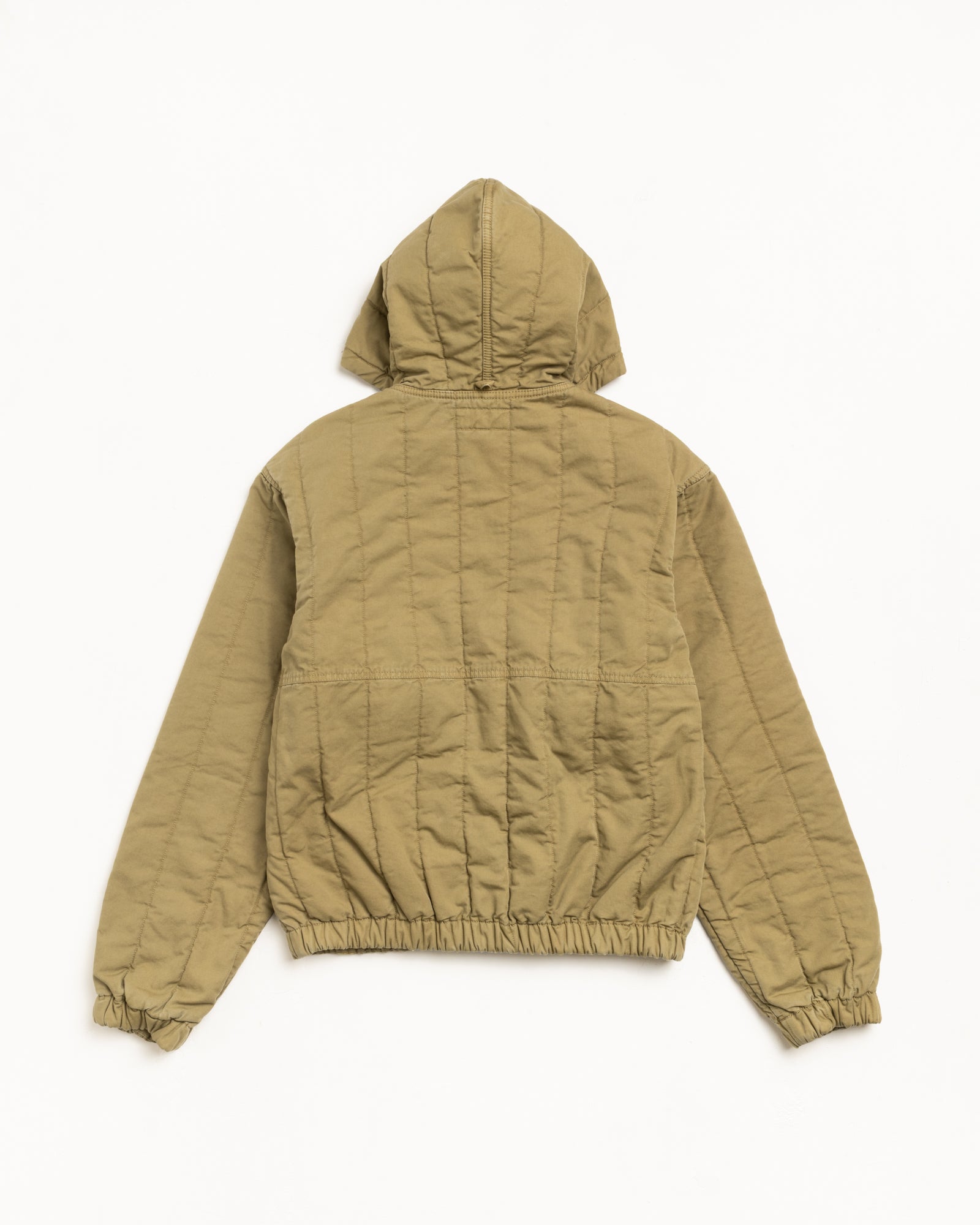 Quilted Canvas Work Jacket Mens Long Sleeve In Olive