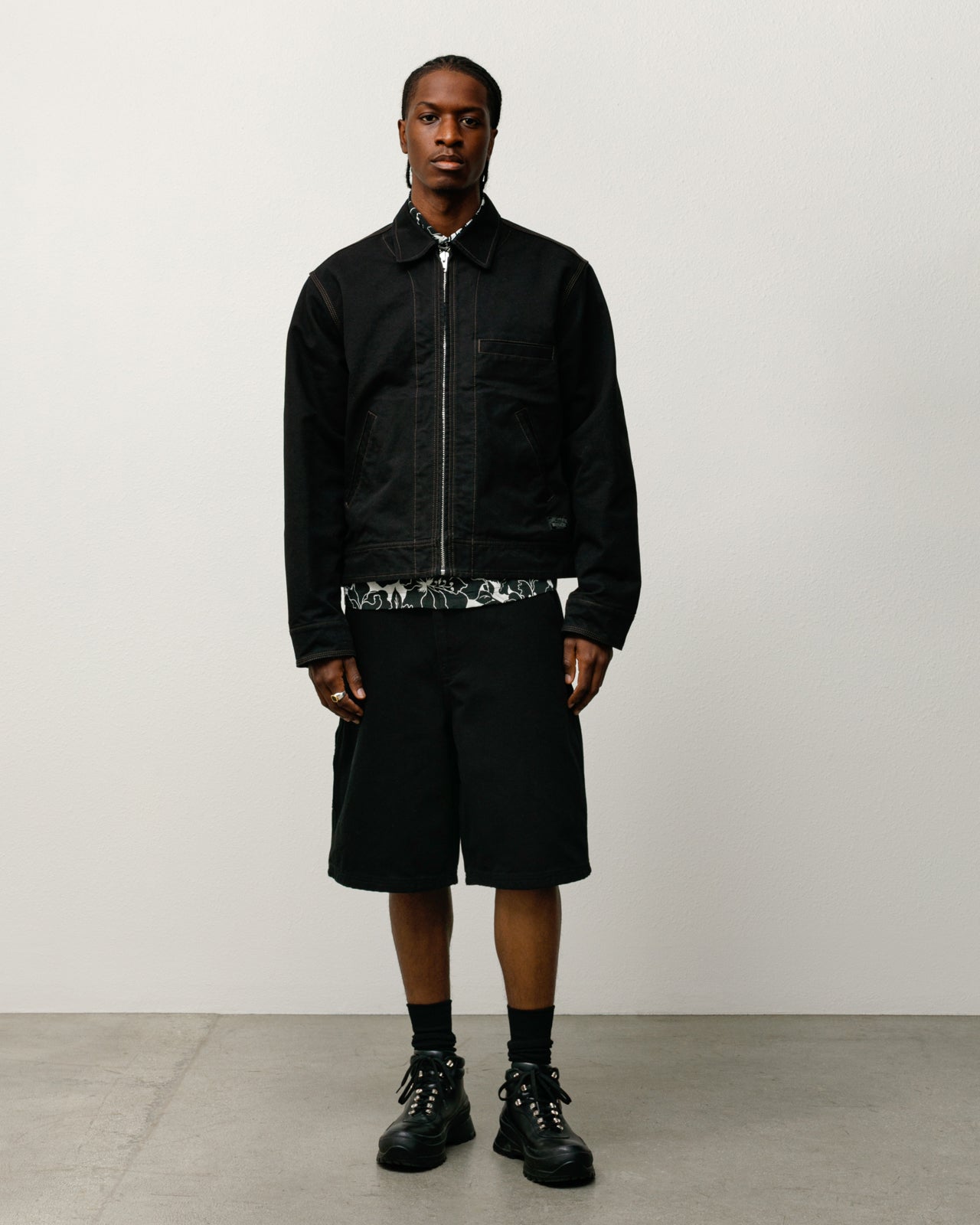 Work Jacket Collared Mens Long Sleeve In Black